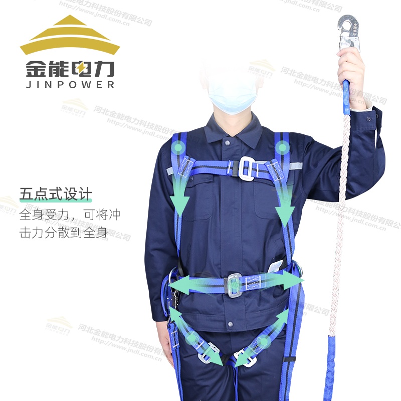 出口型全身式藍(lán)色安全帶拉力可達(dá)1.5t檢測報告齊全